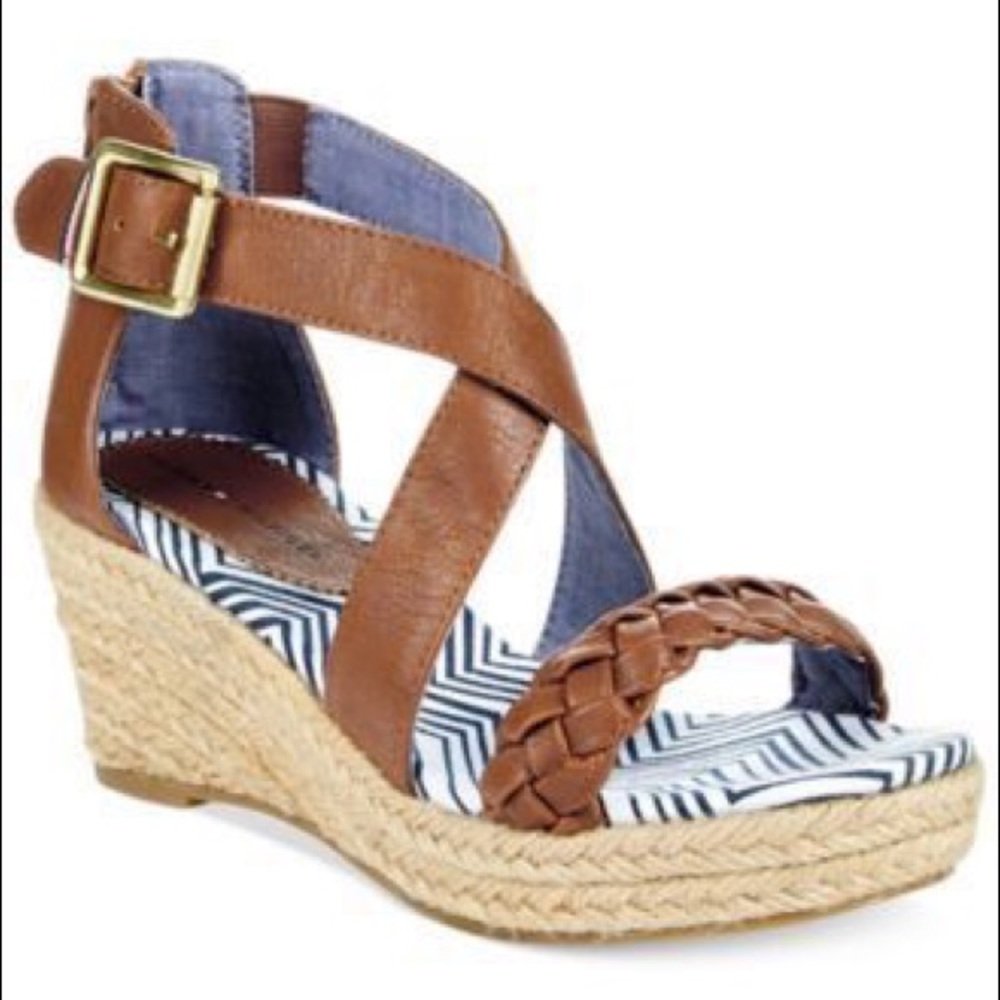 Tommy Hillfiger sz 4 leather espadrille wedge GIRL